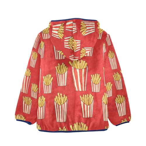 French Fries in Cups Toddler Fleece Jacket Girl Boys Hooded Fleece Jacket Coat Warm Outwear Zip-up 3-10T2