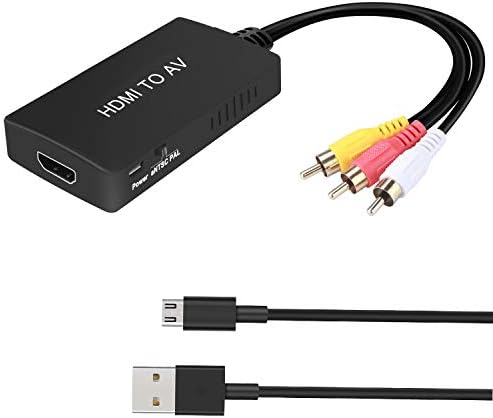 HDMI to RCA Converter, HDMI to AV 3RCA CVBs Composite Video Audio Converter Adapter Supports PAL/NTSC for TV Stick, Roku, Android TV Box, DVD ect