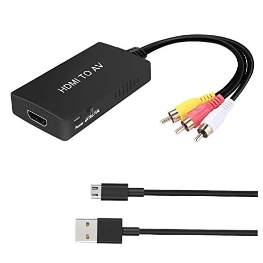 HDMI to RCA Converter, HDMI to AV 3RCA CVBs Composite Video Audio Converter Adapter Supports PAL/NTSC for TV Stick, Roku, Android TV Box, DVD ect