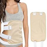 AMEBAE Castor Oil Pack Wrap, Reusable Organic Castor Oil Pack Kit with Adjustable Strap and Storage Pocket, Castor Oil Packs for Liver Detox, Aid sleep, Constipation (Oil Not Included)(Khaki)