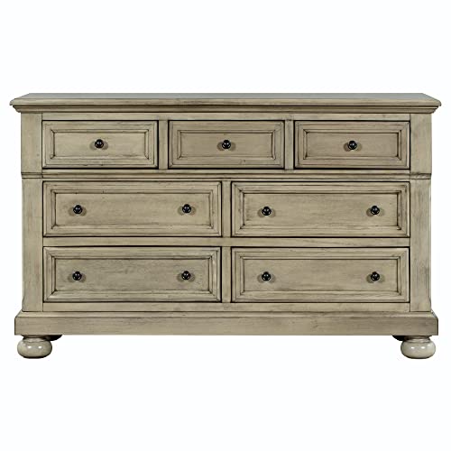 Merax, Stone Gray Modern Farmhouse Wood 7 Bedroom, Wide Storage Cabinet For Closet, Clothes, Kids, Baby, Tv Stand With Drawers, 2# Dresser #TOP4
