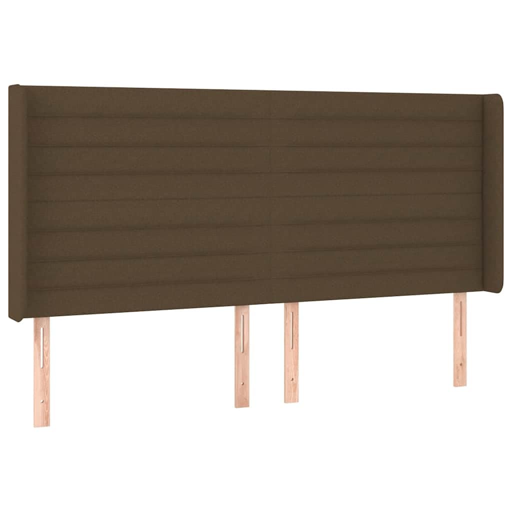Tkanina z regulowanym zagłówkiem LED Brąz 180x200 cm | Łóżko kontynentalne 180x200 cm z materacem sprężynowym i LED, tkanina ciemny brąz, regulowany zagłówek