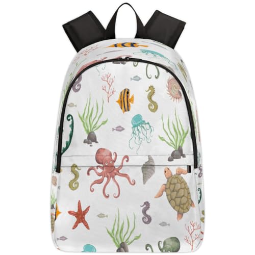 Sac à dos motif animaux de l'océan de 17,4 L pour l'école et le voyage