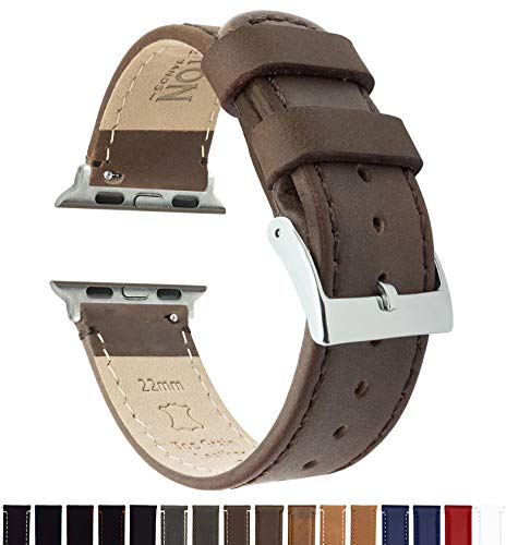 Image of BARTON WATCH BANDS - Top Grain Leather Watch Bands Compatible with Apple Watch Models - 1, 2, 3, 4, 5, 6, 7, 8, 9, 10, SE, Ultra & Ultra 2