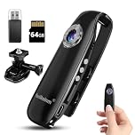 Meoilkolnm Mini Body Camera with Audio Video Recording 1080P 64GB Portable POV Motion Detection Video Recorder with Magnetic Pocket DV Portable for Cycling, Pets