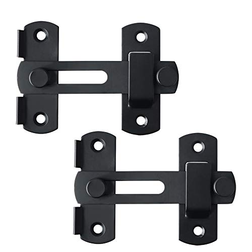 Mooche Flip Door Lock-2Pcs Sliding Black Angle Gate Latch Stainless Steel Security Protection