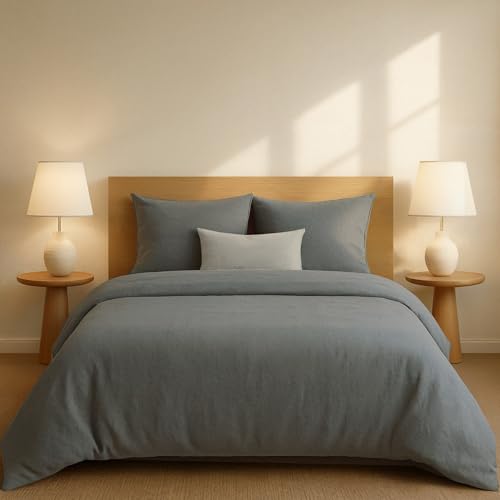 Dreamzie Funda Nordica Algodon 200x220 - Gris Oscuro - Ropa de Cama, Funda Edredon 200x220 y 2X Funda Almohada 80x80 - Algodón Reforzado - 3 Piezas