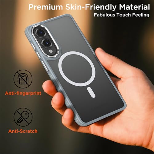 Image of MALEWOLF Case for Samsung Galaxy S25 Edge, Fits for Magsafe, Anti-Scratch Translucent Matte Cover [Non-Slip Grip], Color Hybrid Magnetic Phone Case for Galaxy S25 Edge, Drop Resistant (Grey /White)