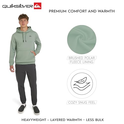 Image of Quiksilver Men's Regular Fit Active Performance Heavyweight Jacquard Mesh and Polar Fleece Pullover Hoodie (S-XL)
