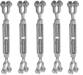 Indusco 93900241 Hot Dipped Drop Forged Galvanized Steel Jaw and Jaw Turnbuckle, 3500 lbs Working Load Limit, 5/8