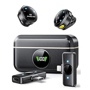 Wireless Lavalier Microphone for iPhone/Android, Lapel Mics with Lightning/USB-C Plug-Play, 150FT Range, Omnidirectional Condenser Mic for Video Recording, Interview, Podcast, Vlog, YouTube