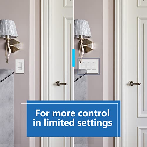 Image of LIDER Lighted Triple Switch with Screwless Wall Plate, Combination Frameless Decorator Switch with Locator Light, Ground Terminal Single Pole, 15A 120V, UL Listed, Thermoplastic, Matte White, 2-Pack
