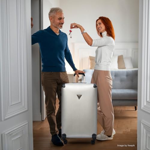 NZBZ Vintage Luggage Set, Retro Lightweight Leather Suitcase with Double Spinner Wheels, Large Capacity (Grey, 20inch & 24inch & 28inch)2