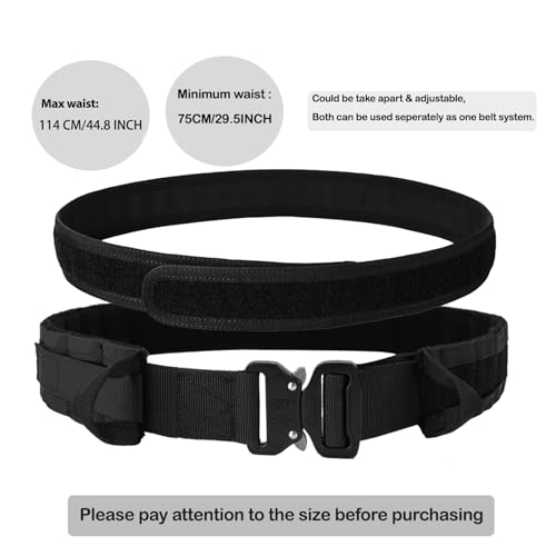 YAKEDA Tactical Battle Belt Duty Belts Law Enforcement Police Utility Belt With Pouches 7 in 1 (Black CP)