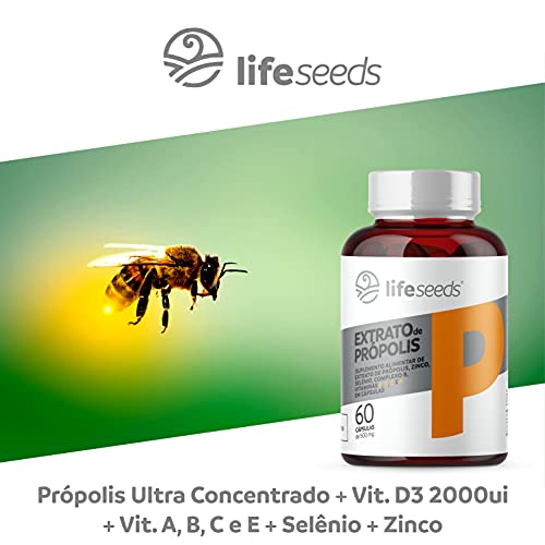 Extrato de Própolis em Cápsulas 650mg + Vit D3 2000ui + Vit Complexo B + Vit E, C, A, Selênio E Zinc