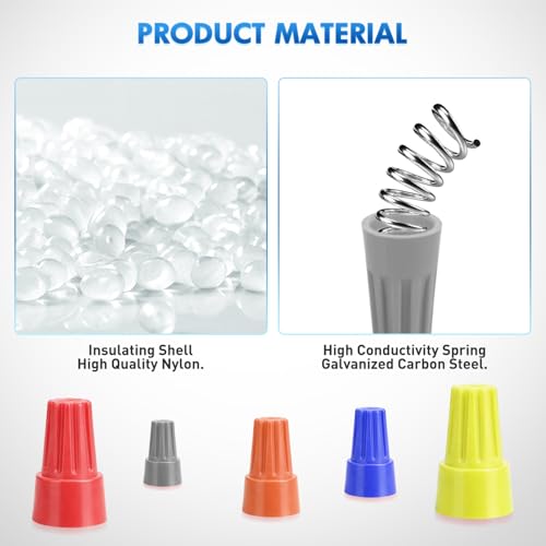 Image of Nilight 600PCS Gray Wire Connectors Kit 22-20 AWG Electric Wire Caps Insulating Insert Twist Electrical Wire Terminal with Spring for Connect Electrical Wiring Automotive Car Truck Boats Marine