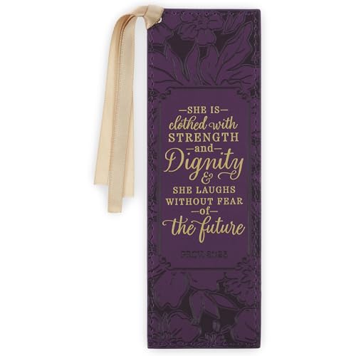 Image of Christian Art Gifts Premium Faux Leather Bookmark: Strength & Dignity