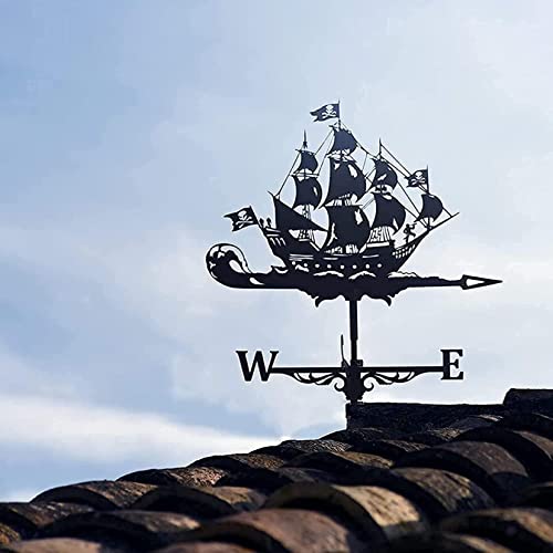 Weathervane Weathercock Wind Direction Retro Sailing Boat Fishing Boat Ship Shape Weather Vane, Creative Home Decor Ornament Gift For Farm Yard Garden Weather Vane Garden Wind Vane (Color : Style 2) #TOP3