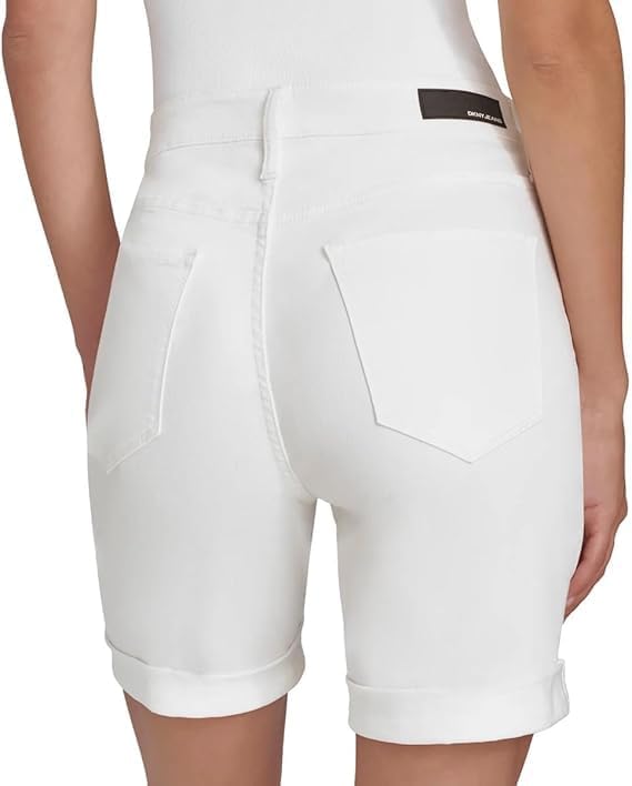 DKNY Jeans Women's Denim Bermuda Short, White, Cotton Blend Stretch Fabric, 16 - Image 2