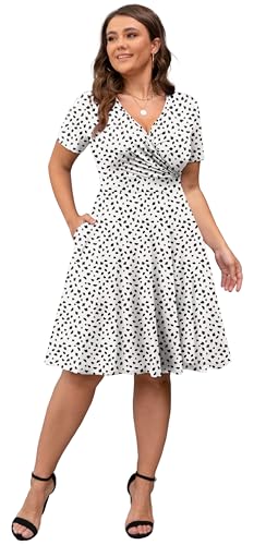 Image of POSESHE Womens Plus Size Dresses Sleeveless Wrap V-Neck Sundress Casual Summer Wedding Guest Cocktail Dress with Pockets