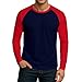 Men's Casual Raglan 3/4 Long Sleeve Soft Cotton Basic Sports Baseball Jerseys T Shirts 3/4 Sleeve Crew Neck Sports Baseball Cotton Jerseys Red Shirt (3-red,Medium)