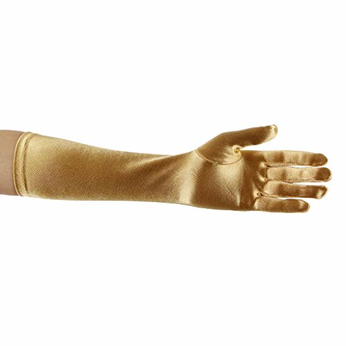 Greatlookz Showstopper Shiny Satin Elbow Length Gloves for Girls (Gold, 8-12)2