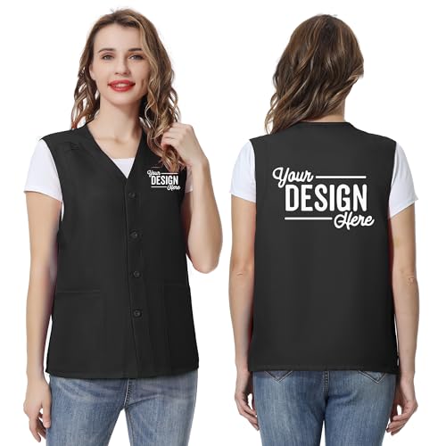 TopTie Custom Unisex Essential Work Vest Personalized Volunteer Vest Embroidered Printed Your Logo