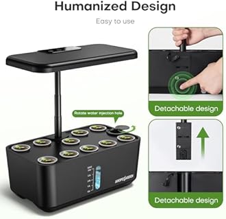 Indoor Garden Hydroponic Growing System: Plant Germination Kit Aeroponic Herb Vegetable Growth Lamp Countertop with LED Grow Light - Hydrophonic Planter Grower Harvest Veggie Lettuce