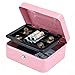 Kyodoled Medium Cash Box with Money Tray,Small Safe Lock Box with Key,Cash Drawer,7.87"x 6.30"x 3.54" Pink Medium