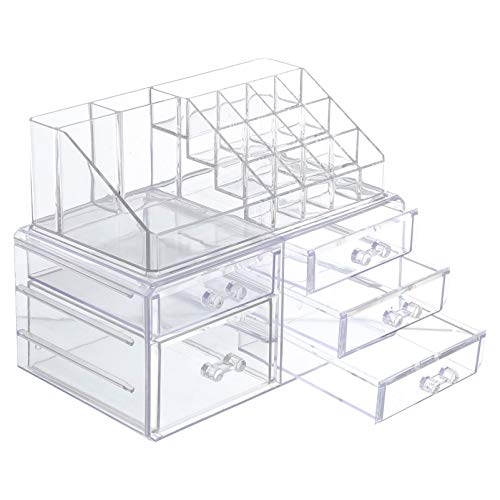 Minkissy Transparente Conjunto de Cosméticos Gavetas Organizador de Maquiagem Caso Claro de Exibição
