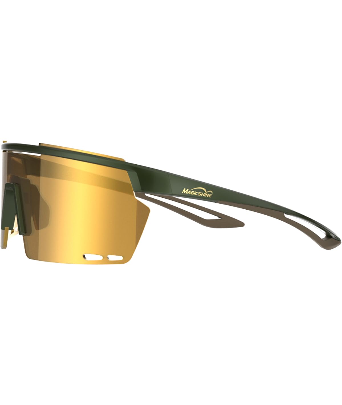 Magicshine ROUELEUR okulary rowerowe, kolorowe i fotochromowe soczewki, obustronny design unisex na ulicę, gravel i MTB (zielono-brązowa - soczewka fotochromowa złota)
