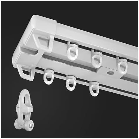 Double Curtain Rod Ceiling Mount, Silent Smooth Heavy Duty Track Rails for Hanging Curtains in Living Room, Bedroom, Hospital, Balcony, Room Divider