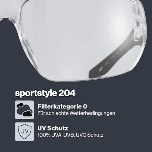 uvex sportstyle 204 - Sportbrille für Damen und Herren - 100% UVA-, B, C Schutz - druckfreier Sitz & perfekter Halt - clear/clear - one size