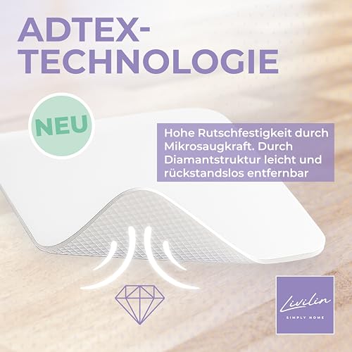 Livilin Teppich Antirutschunterlage Antirutsch Pads [AdTex Technology] 8Stk. Anti Rutsch Pads Waschbar +Ersatzklebestreifen Anti Rutsch Teppichunterlage rutschfest Antirutschmatte für Teppich 10x10cm