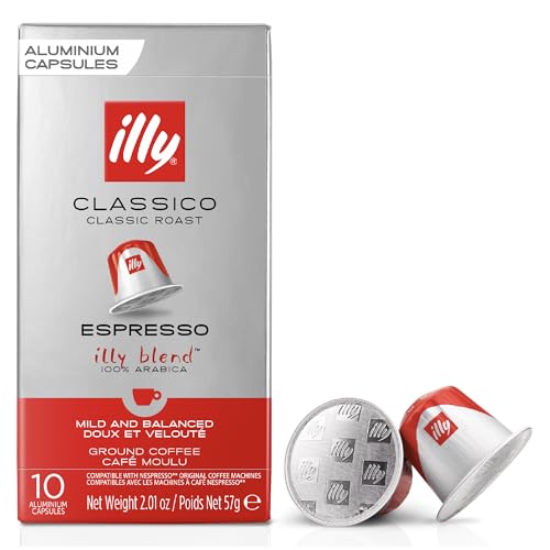 illy Coffee - Classico Espresso Coffee Pods - Medium Roast - 100% Arabica Coffee Beans - Nespresso Compatible illy Coffee Capsules - Pack of 10