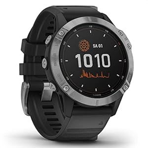 Garmin fenix 6 Solar – GPS-Multisport-Smartwatch mit Solar-Ladefunktion für bis zu 16 Tage Akku. 1,3“ Display und viele vorinstallierte Sport-Apps, sehr robust, wasserdicht bis 10 ATM, Silber/Schwarz