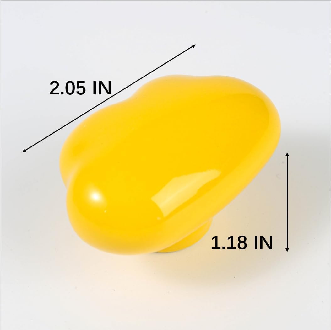 Cloud shape Ceramic Cabinet Knobs Vintage Door Knobs Drawer Dresser Cupboard Pull Handles for Home Kitchen (4, Yellow)