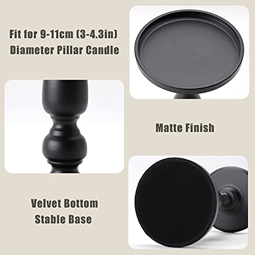 Miniatura 4 de Sziqiqi Vintage Grande Portavelas De Columna Juego De 2 Velas Para Candelabros De Metal Retro Negro Mate Candelabros Centro De Mesa Ornamentos Mesa De Centro Comedor Manto Chimenea Decoracion
