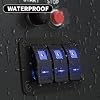 DaierTek Marine Switch Panel Waterproof 12V 3 Gang Rocker Switch Panel Blue LED Light Toggle Switch Aluminum Panel Pre-Wired for Car Truck Boat RV UTV ATV RZR