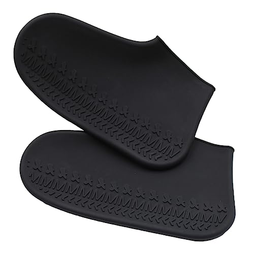 Outanaya 1 par de cubiertas de zapatos para lluvia para bicicleta, protectores universales de silicona para zapatos de niños y adultos, antideslizantes y plegables, color negro, talla M