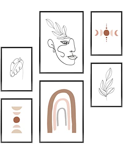 Heimlich Cuadros Decorativos - SIN Marcos -Decoración Colgante para Paredes de Sala, Dormitorios y Cocina - Arte Mural | 2 x A3 & 4 x A4-30x42 & 21x30 | » Boho Bohemian Resumen I «