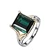 MF.CHAMA Bijoux Bague Or blanc 750/1000, 6.15ct Bague Tourmaline Rectangulaire, Bague Or 750 Taille 57.5