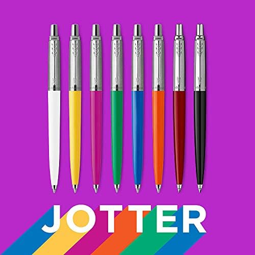 Parker Jotter Original ballpoint pen, white and steel color, Line M 1.0 mm, blue ink.
