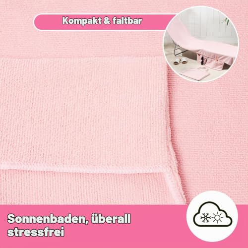 Brentfords Strandtuch mit Tasche für Sonnenliege Rosa, Mikrofaser Handtuch 75 x 215cm – Ansicht 5