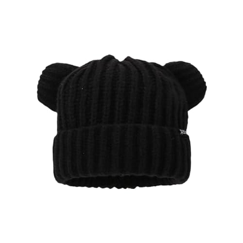 Crochet Hats Bear Beanie with Ears Hat Cute Warm Cozy Winter Slouchy Panda Animal Hats Smokey The Bear Hat Black