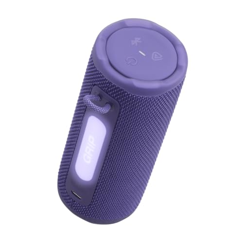 Image of JBL Grip Compact Bluetooth Speaker, JBL Pro Sound with AI Sound Boost, IP68 Waterproof and Dustproof, Ambient Light, Up to 14 Hours Playback, Auracast Multi-Speaker, JBL Portable App, Purple
