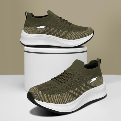 Image of BRUTON Men's Beige & Black Casual Sneaker | Lightweight Cushioned Lace-Up Shoes | Breathable Fashion Footwear for Walking, Travel, College