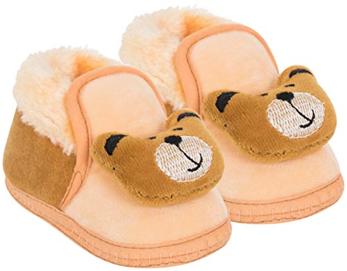 Neska Moda 6 to 12 Months Baby Boys & Girls Teddy Face Velvet Booties/Shoes (Beige,Brown,Skin) -BT795
