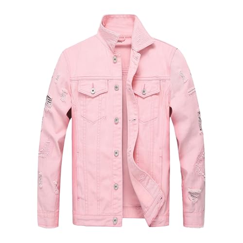 Veste en jean déchiré pour homme au style hip-hop vintage et coupe régulière