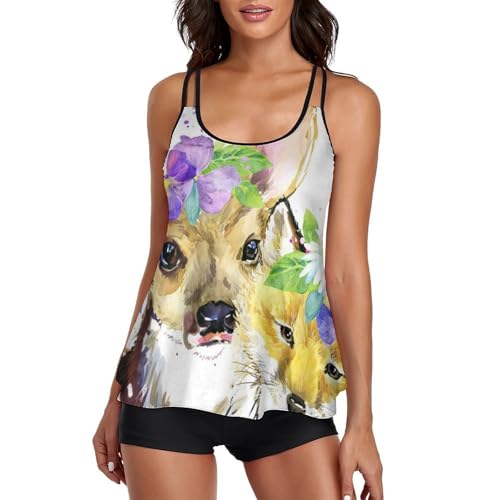 Ensembles bikini tankini Renard Cerf femme avec short de plage